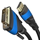 KabelDirekt – HDMI-DVI-Adapterkabel – 3 m (bi-direktional, DVI-D 24+1/High Speed HDMI Kabel, 1080p/Full HD, digitales Videokabel, HDMI-Geräte an DVI-Monitore anschließen oder umgekehrt, Schwarz)