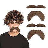 GUTERTOP 6 Stück Schnurrbart zum Ankleben und Augenbrauen, Man Fake Bart, Funny 80er Schnauzer zum Ankleben für Halloween, Weihnachten, Karneval Geburtstag und Party