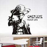 Wandtattoo manga wandaufkleber, wandsticker aufkleber，Anime One Piece Schwarz-Weiß Manga Hintergrund Jungen Schlafsaal Schlafzimmer Schwarz-50 * 80