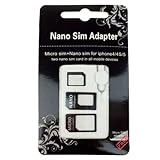 3 in 1 Nano-SIM-Adapter 4 in 1 Nano auf Micro; Nano auf Standard-SIM-Karte und Micro-to-SIM-Karte + Entferner für SIM