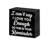 zenmag Holzkastenschild, 'I Love You', Holzschild, Liebesdekoration, süßes Liebesschild, inspirierend, geeignet für Schreibtisch, Wohnzimmer, Badezimmer und Zuhause, Vintage-Stil, schwarz, Dekoration,