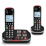 Swissvoice Xtra 2355 Duo schnurloses DECT Großtasten Telefon mit Anrufbeantworter, Zwei Mobilteile, Audio-Boost, Laute Klingeltöne, Hörgerätekompatibel,