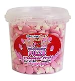 CAPTAIN PLAY Schaumzucker Pilze Erdbeere, 500g Party Bucket Süßigkeiten Großpackung mit leckeren Retro Süßigk