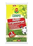 COMPO Rasen-Langzeitdünger, 3 Monate Langzeitwirkung, Rasendünger, Feingranulat, 15 kg