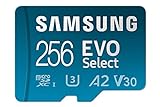 Samsung EVO Select (2021) microSD-Karte + SD-Adapter, 256 GB, Speicherkarte für Smartphone und Tablet, UHS-I U3, Full HD, 130 MB/s Lesen, MB-ME256KA/EU