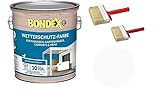 Sanitärshop Baustoffe & Sanitär Set: Bondex Wetterschutz Farbe - atmungsaktiver und hochdeckender Wetterschutz für alle Hölzer im Außenbereich (weiß, 7,5 Liters)
