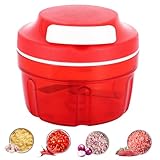 Zwiebelschneider Manuell, 300ml Zwiebel Zerkleinerer Gemüseschneider Manuell mit Edelstahlklingen Haushalt Kordelzug Vegetable Chopper, Zerkleinerer Manuell für Gemüse Knoblauch Obst Nü