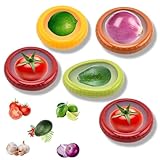 Avocado Saver and Tomato HolderAvocado Saver and Tomato Holder - Set of 5 Reusable Storage Containers for Fridge Onion Storage Container, Avocado keeper, Tomato Saver,and L