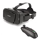 VR Brille 3D VR Headset mit Controller, Virtual-Reality-Brille mit Blu-Ray-Augenschutz, Licht & Klein, Filme schauen, Video & Spiel, unterstützt 11,9–17,8 cm (4,7–7 Zoll) Smartp