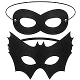 Neer 2 Stück Halloween Fledermaus Augenmasken Maskerade Maske Schwarze Gotik Vampir Fledermaus Accessoires Herren Damen Kostüm Masken für Halloween Karneval Cosplay Party (Held)