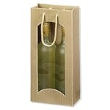 20 x 2er Flaschen-Tragekarton, Flaschentragetasche, Weinverpackung, Weintragetasche mit Sichtfenster, offene Welle, 10 x 8,5 x 36 cm, N