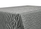 BEAUTEX Tischdecke Damast Streifen - Bügelfreies Tischtuch - Fleckabweisende, Pflegeleichte Tischwäsche - Tafeltuch, Eckig 135x180 cm, G