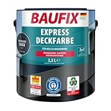 BAUFIX Express Deckfarbe anthrazitgrau, matt, 2.5 Liter, Wetterschutzfarbe, Holzfarbe, langlebig, geeignet für Holz/Putz/Mauerwerk/Möbel/Z