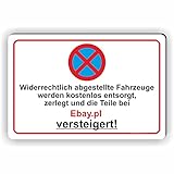 Fassbender-Druck SCHILDER - PARKVERBOT TEILE WERDEN VERSTEIGERT - 15x10cm Aluminium Schild - Absolutes Parkverbot, UV-beständig, Wand- & Zaunmontage,