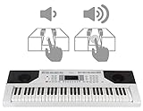 FunKey 61 Edition Touch Keyboard - 61 Tasten - Touch Response - 300 Sounds & 300 Rhythmen - Begleitautomatik und Lernfunktionen - USB-, Mikrofon- und Kopfhöreranschluss - Weiß