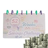 Money Binder Challenge, 8.4x5.1inche Weekly Money Saving Budget, Management Weekly Saving Book, Home Budget Challenge for Book Coil Mini Notepad Notebook Budgeting, 52 Weeks Cash Stuffing and Saving
