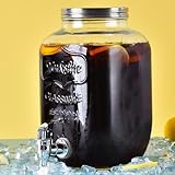 Huasean Glas-Getränkespender – 4 L Glas-Getränkebehälter Mit Zapfhahn | Vintage Wasserspender Aus Glas Für Säfte, Cocktails, Limonade Und Wasser | Kalter Wasserkocher-Trinkb
