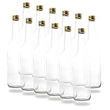 12 leere Glasflaschen 700 ml 0,7 Liter mit PP28 Schraubverschluss Gold – verwendbar als Schnapsflaschen, Likörflaschen 700ml, leere Weinflaschen, Essig und Öl Flaschen S