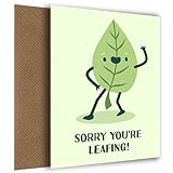 Lustige Abschiedskarte und Abschiedsgeschenk - Sorry You're Leafing - Jobkarte zum neuen Job für Kollege Chef oder Beförderung, lustige Abschiedsk