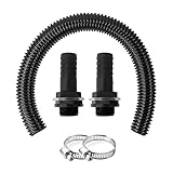 Regentonnen Verbindungsset, 50cm Verbindungsschlauch Und 2 Schlauchstutzen 25mm Mit Kontermutter, Regentonnenverbindung Für Regentonne, Wassertanks, Zisternen (A01)