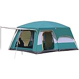 Familienzelt, doppelschichtiges Kuppelzelt, wasserdichtes Campingzelt mit 2 extra dunklen Schlafkabinen für Outdoor-Wandern, Camping,