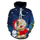 TIMELYE Weihnachten Hoodies Herren Lang Hoodie Decke Mit Kapuzen Weihnachtshemd Herren Long Santa Long Sleeve Shirt Flauschige Weihnachtspullover Lustig(1-Beige,3XL)