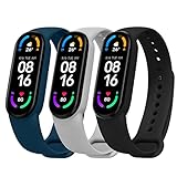 Ainiv 3 Pack Armband Kompatibel mit Xiaomi Mi Band 5 / Band 6/Amazfit Band 5, Weiches Silikon Verstellbare Fitness Ersatzbänder für Xiaomi Mi Band 5 / 6 Armband, Wasserdicht Ersatzb