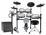 XDrum DD-530 E-Drum Set mit Mesh Heads - Elektronisches Schlagzeug mit 4 Becken Pads 5 Mesh Head Pads, 1 Kick Pad und Rack - 45 Drumkits mit 455 Sounds - Inkl. Hocker, Drum-Monitor, Kabel und S