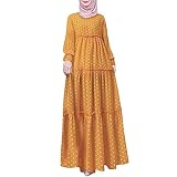 Damen Gebetskleid Muslimische Kleid Sommerkleid Gebetskleidung für Frauen Türkische Robe Muslimische Robe Gebet Abaya Kleid Naher Osten Dubai Türkei Arabische Muslim Kaftan Kleid Für (T8-Yellow, S)