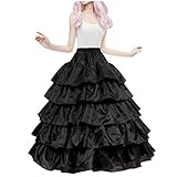 WPAJIRZO Reifrock Brautkleid Unterrock Petticoat Krinoline für Hochzeitskleider Ballkleider Barock Kleid Unterröcke - 4 Reifen 5 Rüschen (Schwarz)