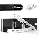 Anthony Brown® Rasiermesser in Schwarz oder Silber - einzigartiger Klingenkopf für mehr Präzision - mit Wechselklingen und Etui - Rasiermesser Set (Silber)