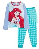 Disney Mädchen-Schlafanzug 'The Little Mermaid Ariel', Prinzessinnen-Design, volle Länge, mit Glitzer-Lounge-Hose, Flieder, 7-8 J