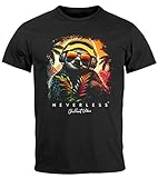 Neverless® Herren T-Shirt Musik DJ Chill Faultier Print Aufdruck Relax Sommer Fashion Streetstyle schwarz L