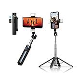Newringo Selfie-Stick-Stativ mit Fülllicht, 101,6 cm, ausziehbarer Handy-Stativ, mit kabelloser Fernbedienung, Aluminium, tragbare All-in-One-Handyhalterung, kompatibel mit iPhone und Android-Handy