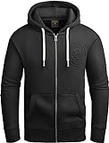 Grin&Bear Hoodie Herren Sweatshirt mit Reißverschluss GEC602 Schwarz XL