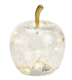 Wurm Dekoleuchte Apfel (XS) Glas, Apfel Lampe mit LED Lichterkette, Dekolampe, Tischleuchte, Apfellamp