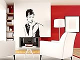 Grandora Wandtattoo Audrey Hepburn I schwarz (BxH) 58 x 80 cm I Wohnzimmer Schlafzimmer Flur Küche Aufkleber Sticker Wandaufkleber Wandsticker Stars W852