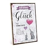 TypeStoff Holzschild mit Spruch – Glück – Vintage-Look mit Zitat als Geschenk und Dekoration zum Thema Liebe und Freundschaft - HS-00835