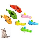 7 Stück laufendes aufziehbares Wackel-Raupen-Wackelfischspielzeug, schwingendes Cartoon-Spielzeug mit Uhrwerk, kriechende Raupe aufziehbares Katzen-Haustier-Kunststoffspielzeug, interaktives E