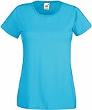 Fruit of the loom Damen Valueweight T Lady-Fit T-Shirt, Blau (Azure Blue 310), Medium (Herstellergröße: M (12))