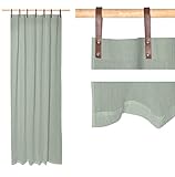 Schlaufenschals mit Lederschlaufen - Vorhänge - Gardinen - Evi - in vielen Farben - 2er Set - 135 x 245 cm, Farbe Wohnen:Jade_008