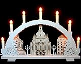 Schwibbogen 7 Kerzen Dresdener Frauenkirche & Kurrende 52cm x 32cm - Handarbeit Erzgebirge erzgebirg