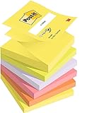 Post-it Z-Notes Neon Rainbow Collection, Packung mit 6 Blöcken, 100 Blatt pro Block, 76 mm x 76 mm, Farben: Gelb, Grün, Lila, Pink, Orange - Selbstklebende Notizzettel für Notizen und Erinnerung