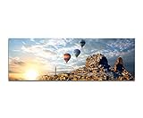 Paul Sinus Art Panoramabild auf Leinwand und Keilrahmen 150x50cm Italien Stadt Berg Heißluftballons S