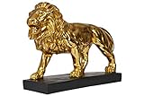 Hansmeier® Deko Skulptur Löwe | Gold | Für Außen und Innen | 43 x 28 x 13 cm | Deko Statue F