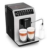 Krups Evidence ECOdesign Kaffeevollautomat mit Milchschlauch, 8 Getränke, 2-Tassen-Funktion, Recyceltes Material, Kaffeemaschine, Weiß/Schiefer, EA897A10