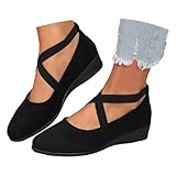 Elegant Kleiner,Balerinaschuhe Damen Schuhe Flache Bequeme Freizeit Pumps Schuhe Orthopädische Sommer Passform Weich und Bequem Weiches Loafer Leichte Elegant Ballerinas Schlupfschuhe Schwarz 40