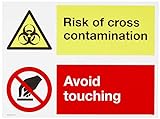 Zweifach Zeichen Risiko von Kreuzkontamination. Stellen Sie sicher, dass diese geteilte Oberfläche vor und nach Gebrauch gereinigt w