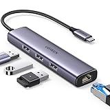 UGREEN USB C Ethernet Adapter LAN auf USB C Adapter Netzwerkadapter mit 3 USB-Port kompatibel mit iPhone 15 Serien, Galaxy S24,MacBook Air/Pro,Surface Pro/Go,iPad Pro/Air,Steam Deck usw