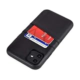 Dockem iPhone 11 Handyhülle mit Kartenfach: Wallet Handytasche mit Integrierter Metallplatte für Magnet-Halterung [6.1' Exec M2, Schwarz]